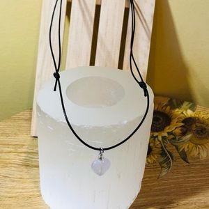 Rose quartz choker necklace, small heart pendant necklace handmade gift